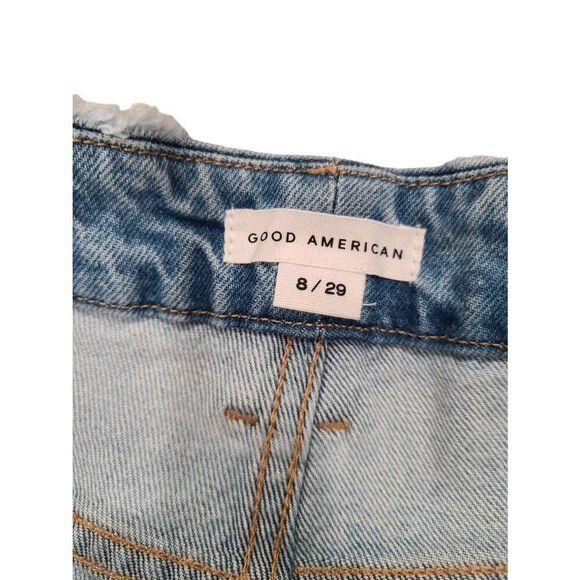 Good American Distressed Vintage Straight Jeans Womens 8/29 Blue Denim Cotton Bl - Picture 4 of 8
